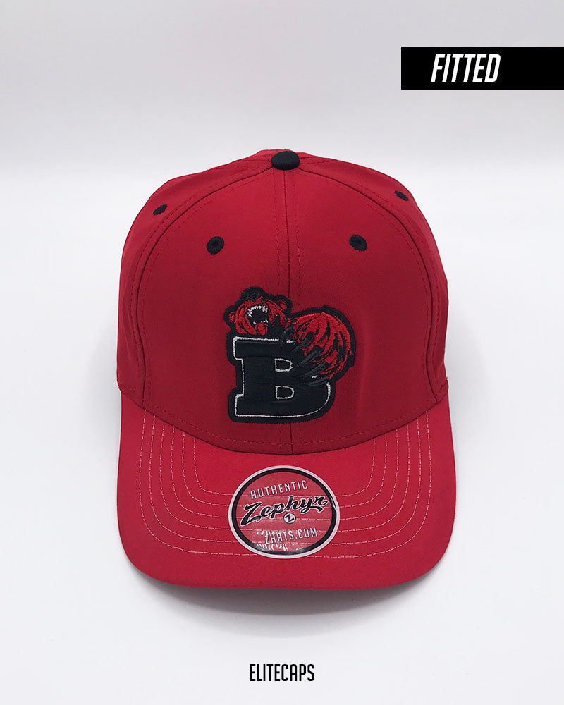 Red B-Bear Retro Embroidered Fitted Cap - C0486
