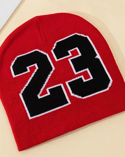 Red 23 Pullover Knitted Beanie - B0109