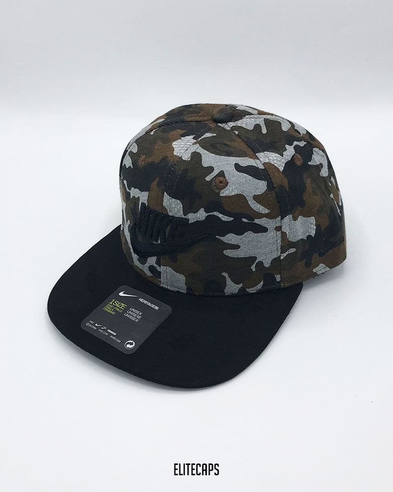 NKE Brown Camo Snapback Cap - C0600