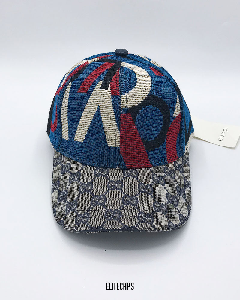 GIUCCI GG Blue & Red Canvas Baseball Cap - C0579