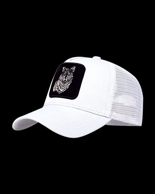 White Wolf Embroidered Trucker Cap - C0198