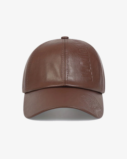 Brown Leather Embossed Baseball Cap - C0244