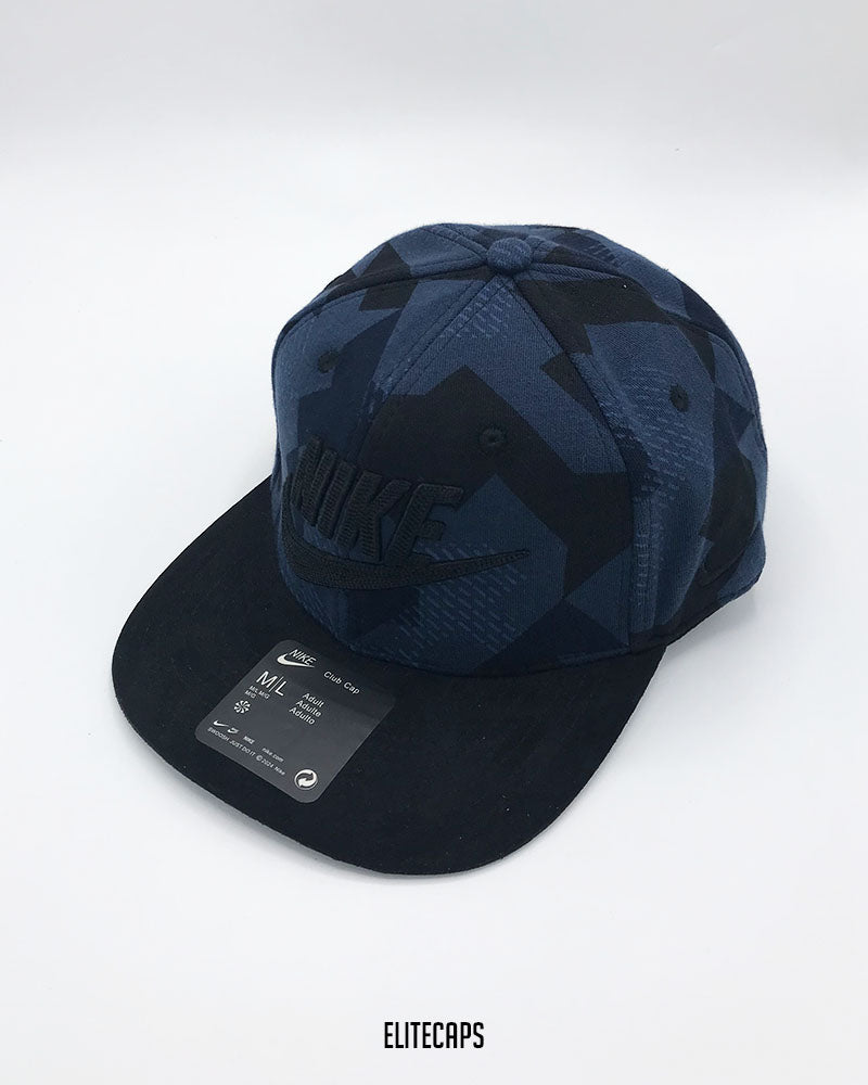 NKE Navy Digital Pattern Snapback Cap - C0563