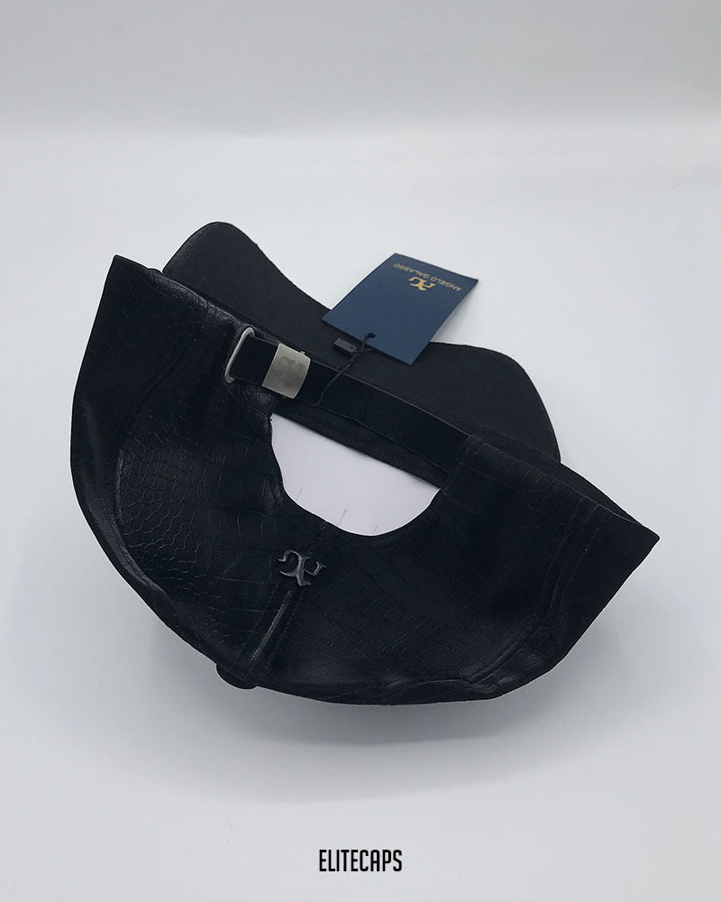 AG Classic Matte Black Croc-Leather Cap - C0434