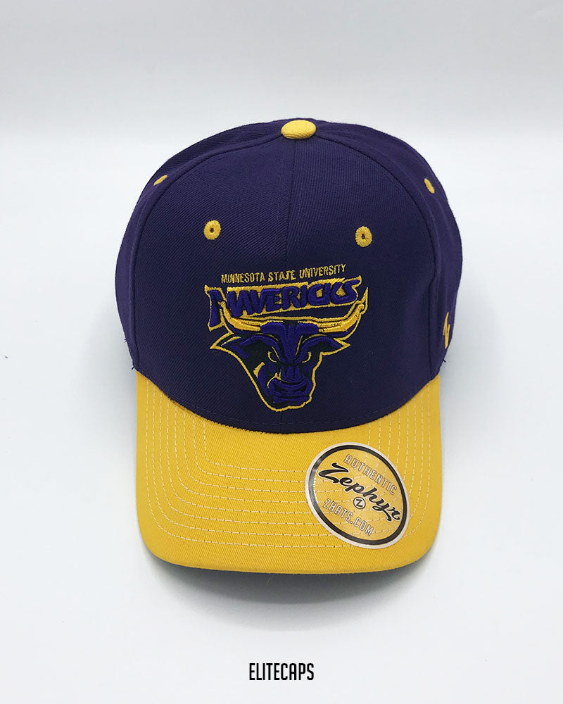 Purple Mavericks Bull Contrast Embroidered Baseball Cap - C0485