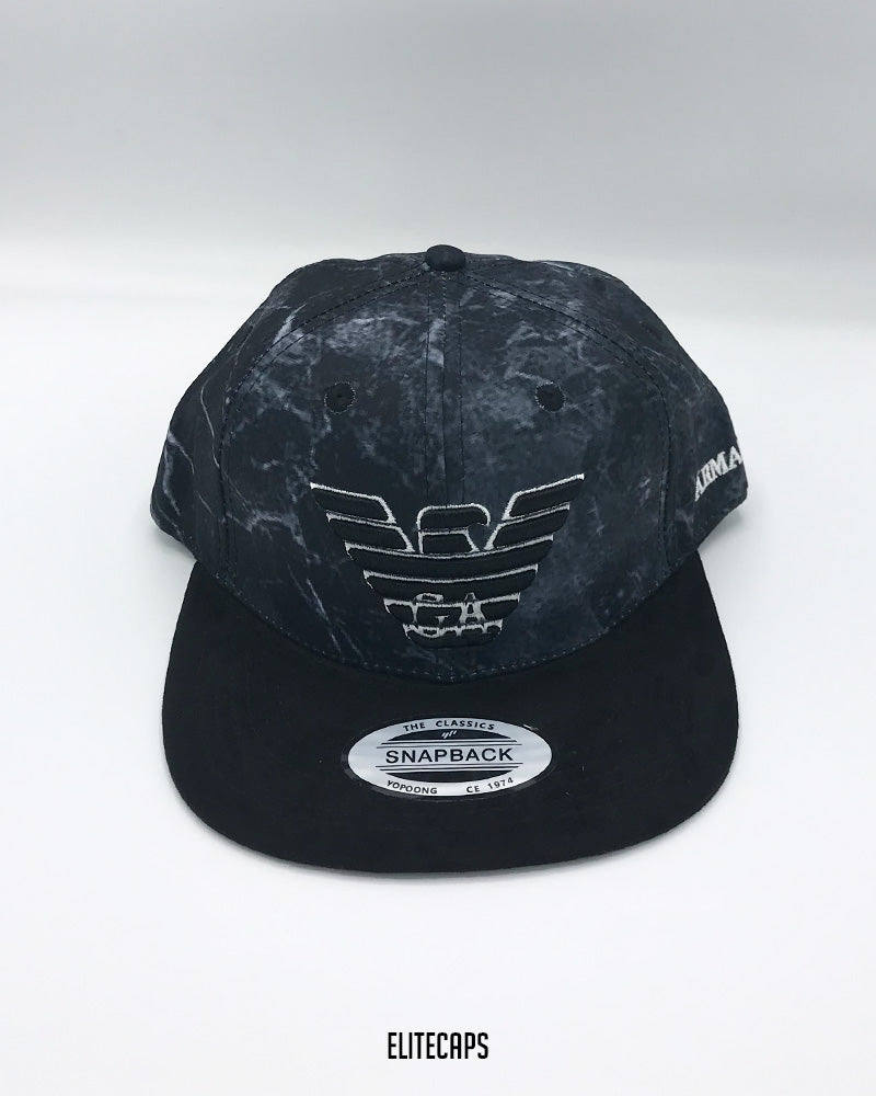 Black AR Marble Snapback Cap - C0317