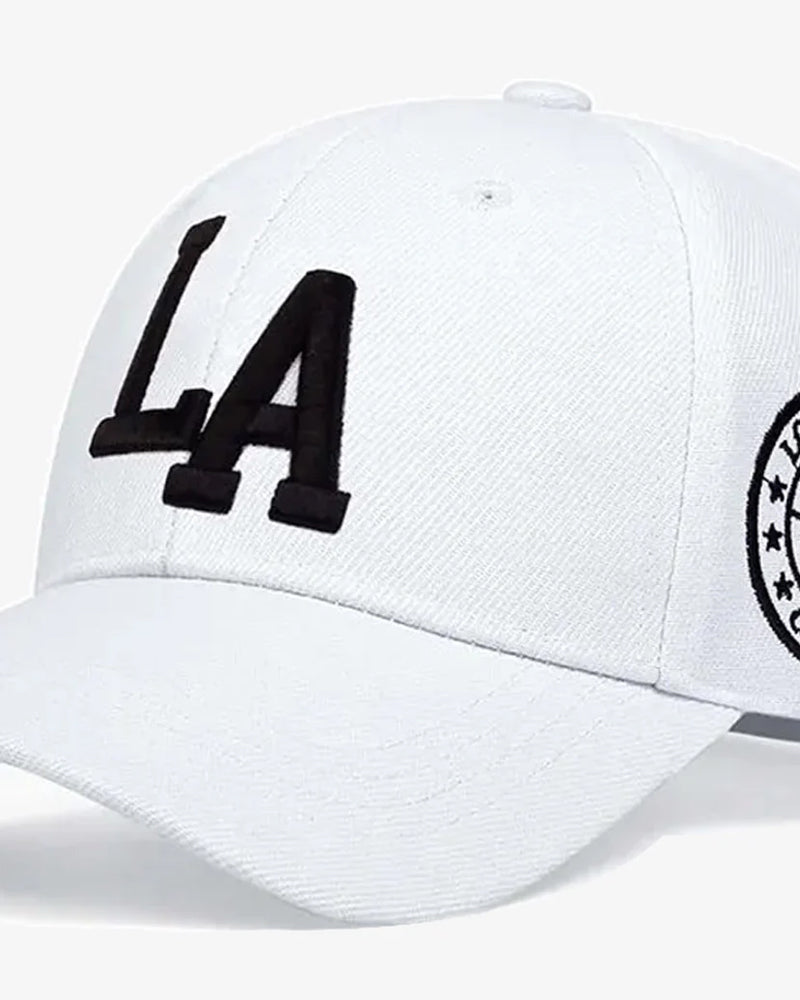 LA Embroidered White Cap - C0157