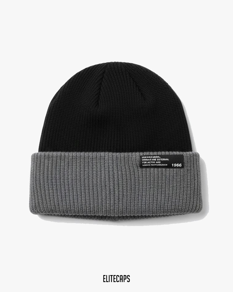 Premium Grey & Black Cuff Beanie - B0127