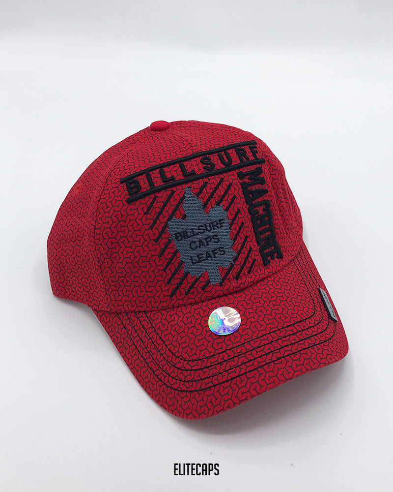 Red Pattern Machine Embroidered  Cap - C0342