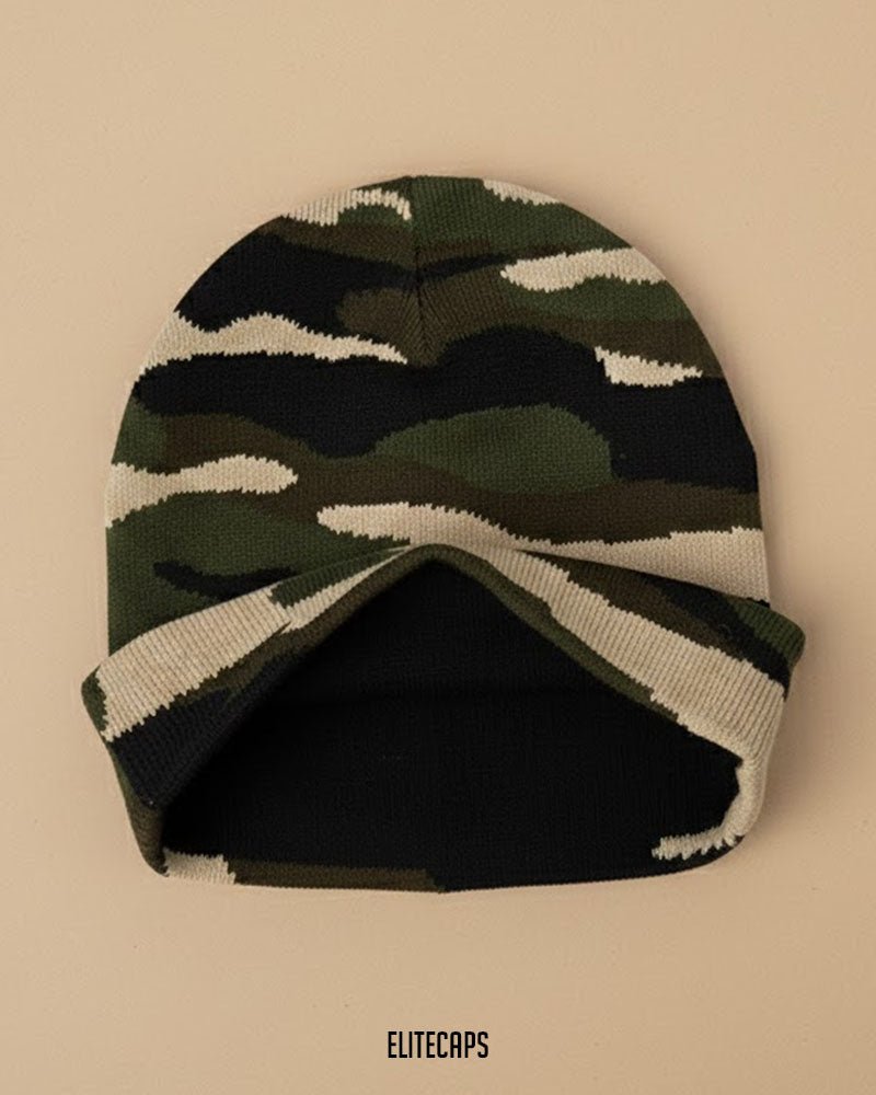 Green Camouflage Jacquard Beanie - B0131