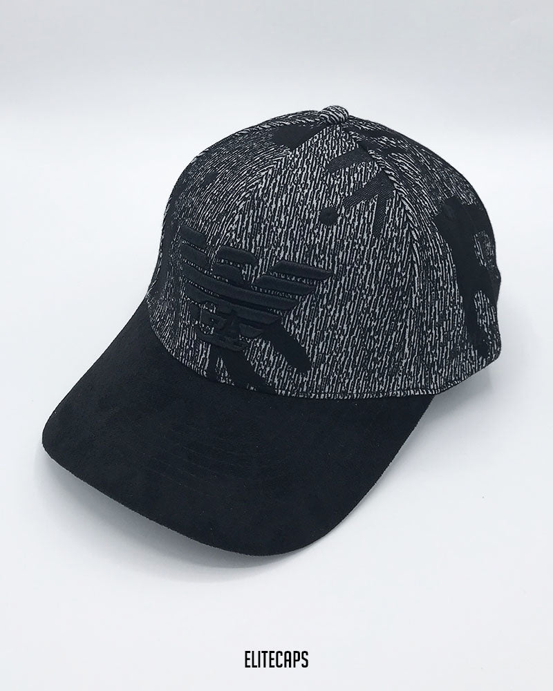 AR Black Two-Tone Suede Baseball Cap - C0692