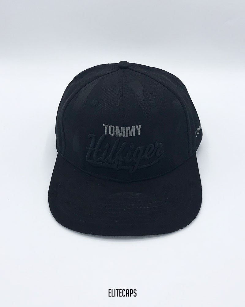 TOMMY HlLFIGER Black Embroidered Snapback Cap - C0632