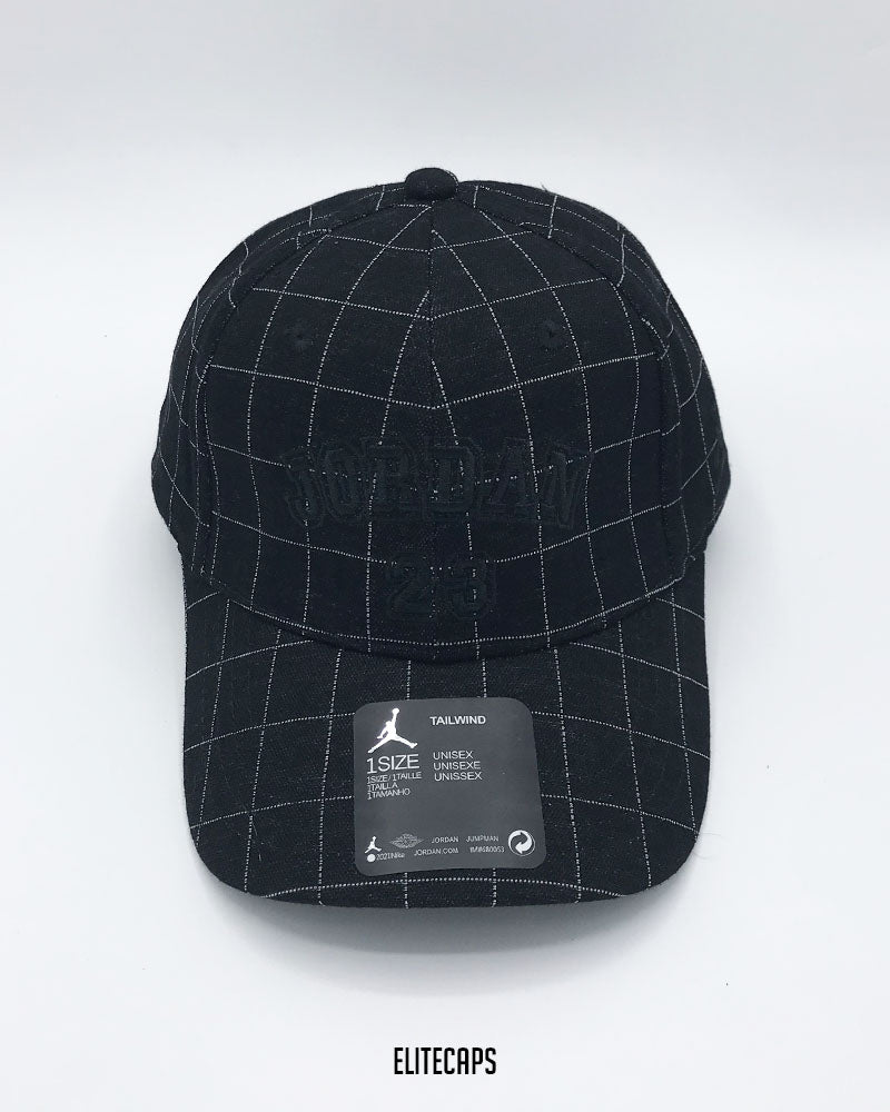 Black Checked JORDAN Embroidered Baseball Cap - C0552