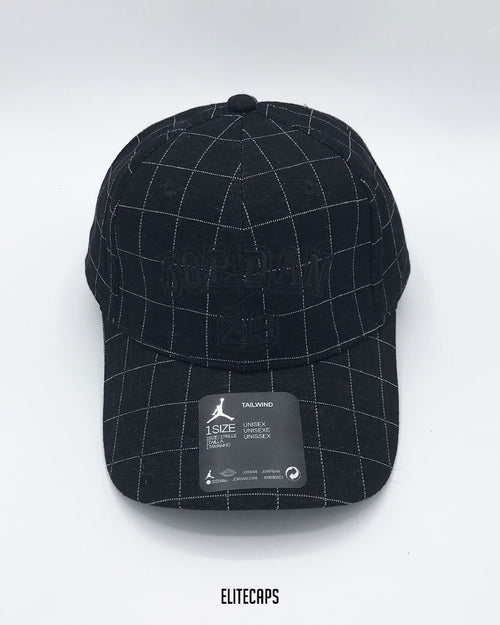 Black Checked JORDAN Embroidered Baseball Cap - C0552