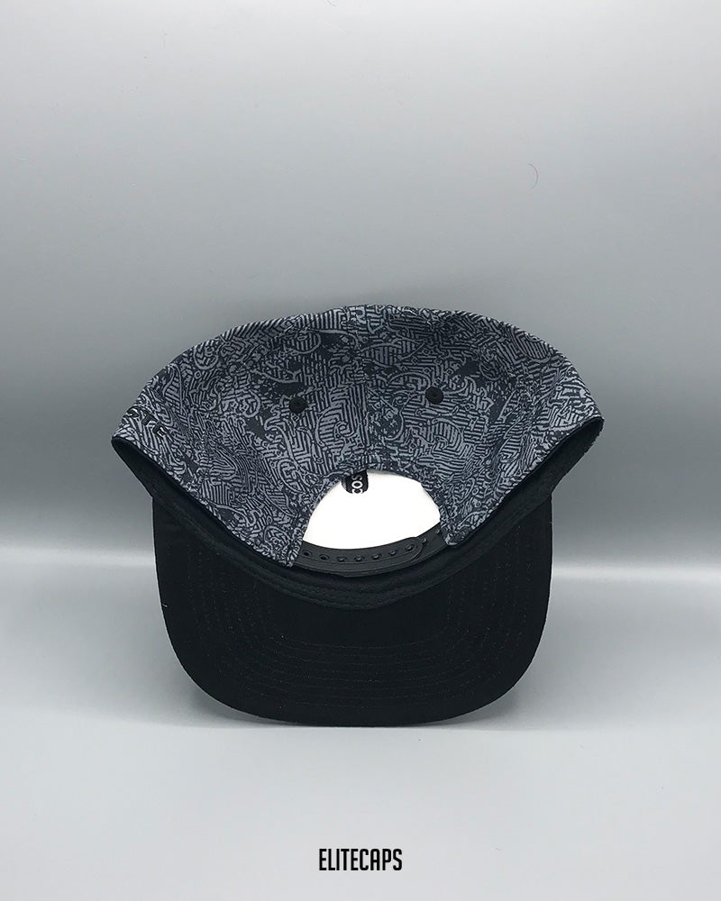 LC Grey Black Pattern Snapback Cap - C0420