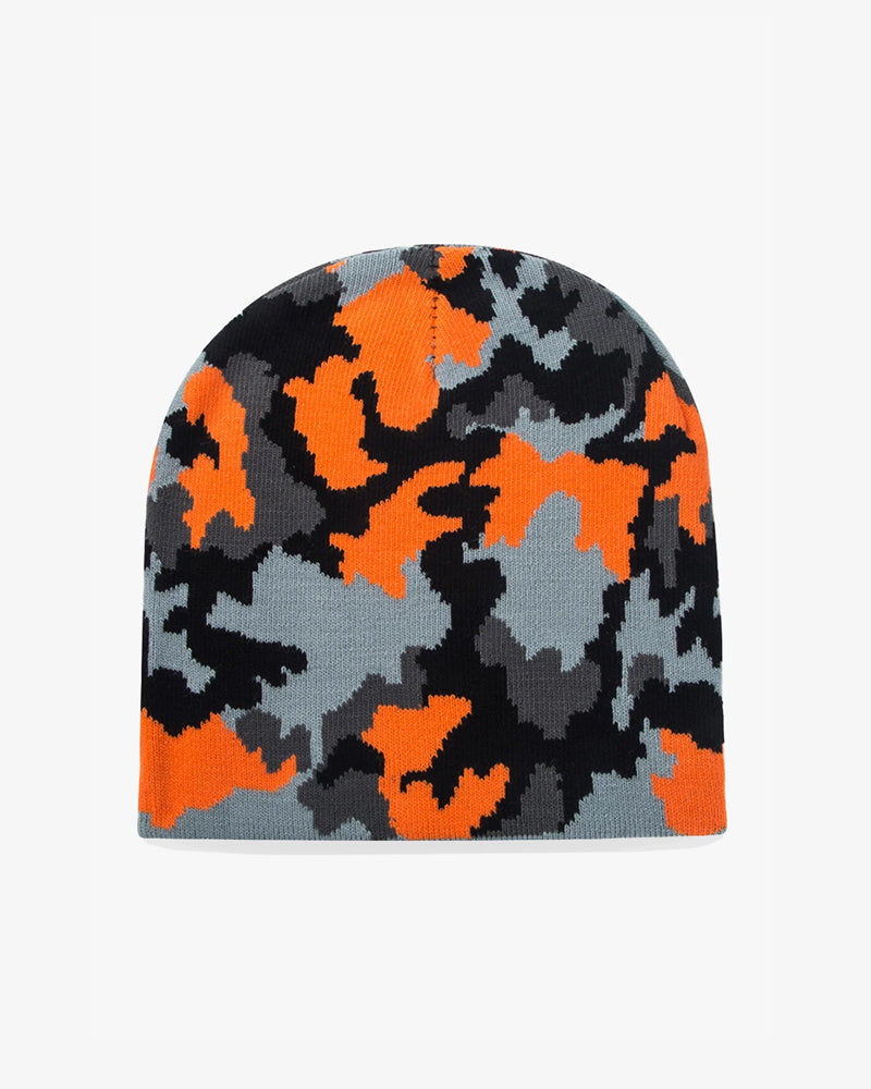 Orange Camouflage Knit Beanie - B0110
