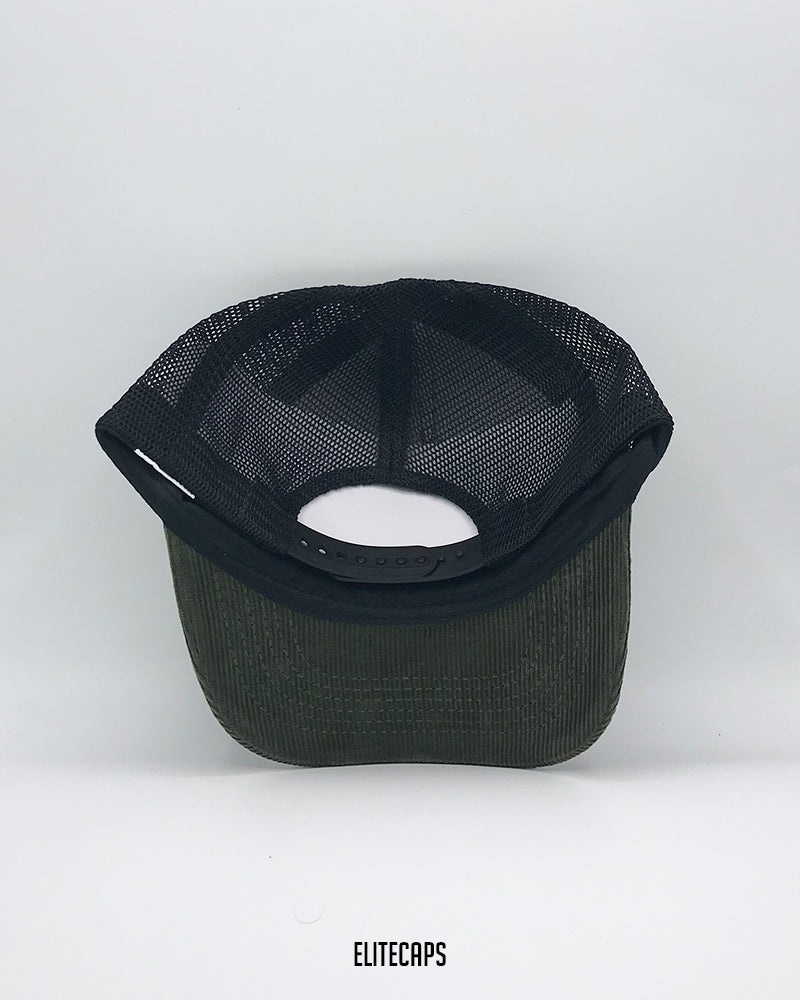 Horse Embroidered Corduroy Trucker Cap - C0355