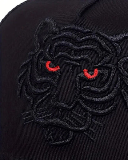 Black Tiger Embroidered Mesh Cap - C0156