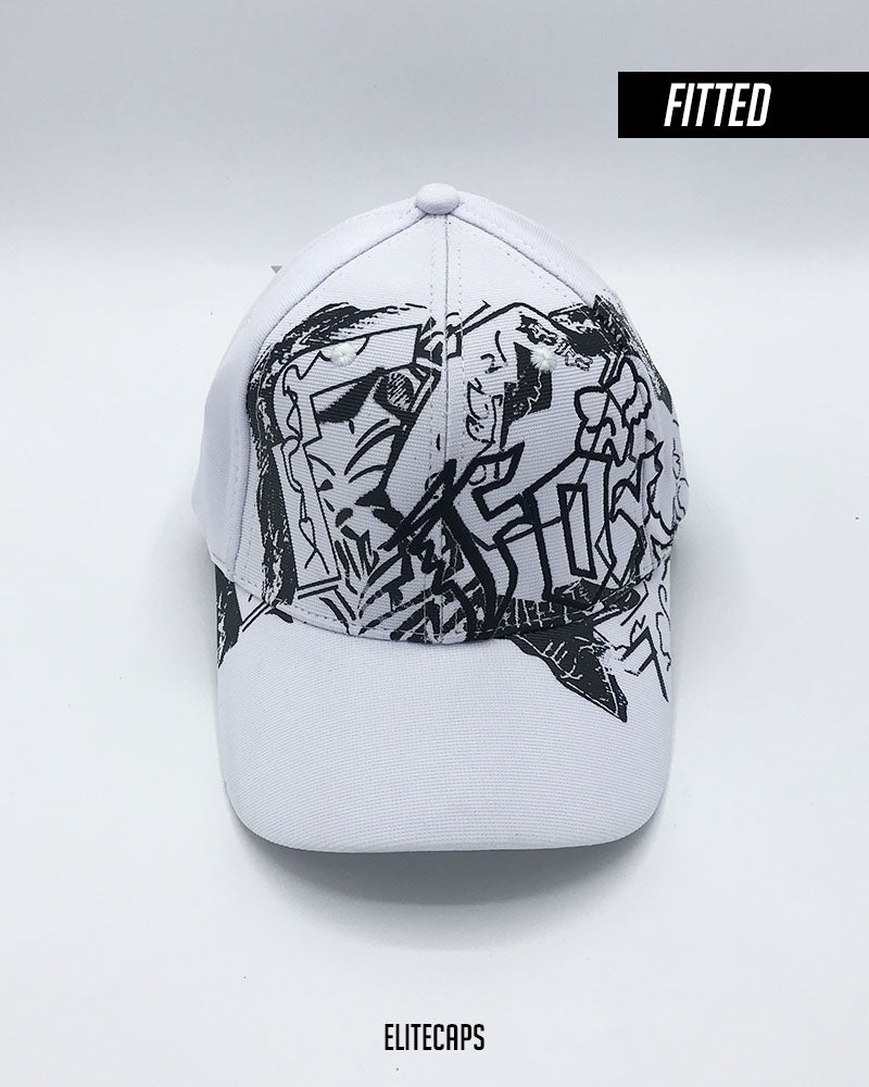 FOX Flex-fit White Signature Embroidered Fitted Cap - C0593