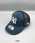 NY Teal Suede Trucker Cap - C0388