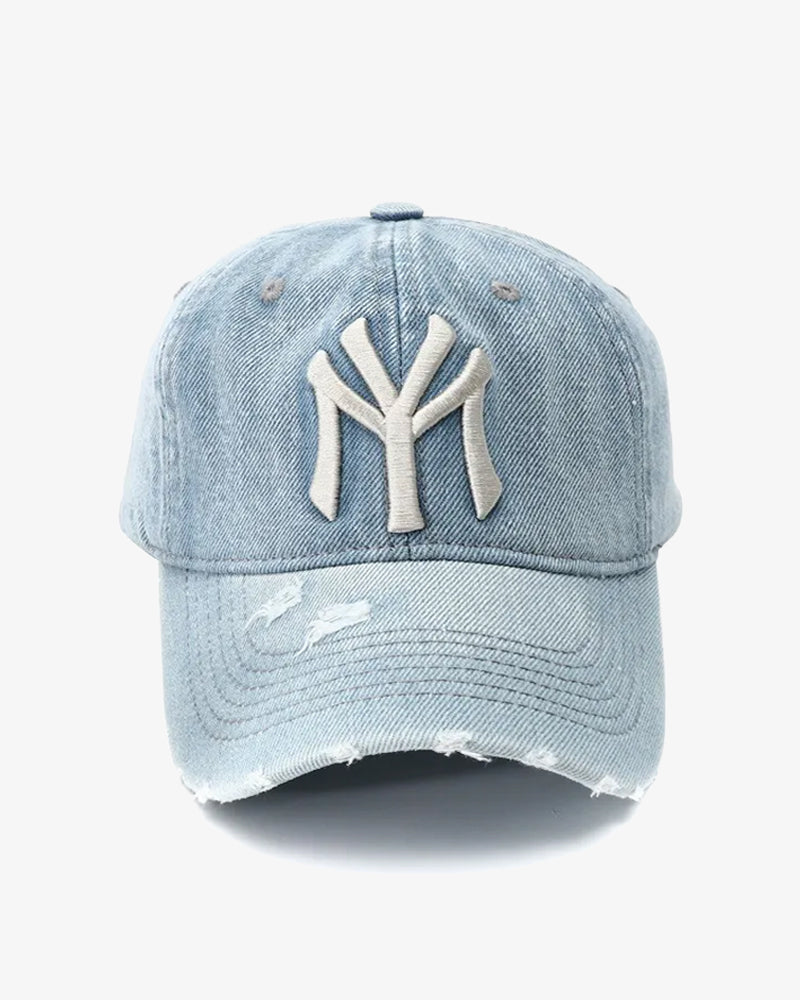 NY Embroidered Blue Denim Cap - C0135