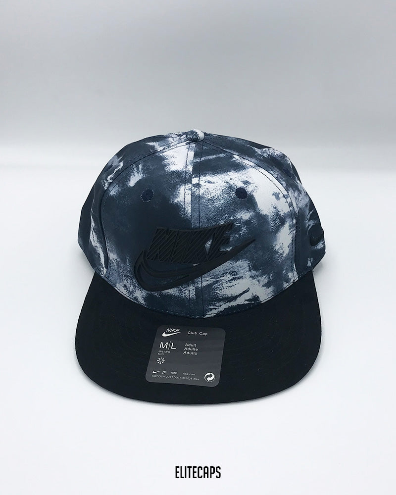NK Black & White Tie-Dye Snapback Cap - C0323