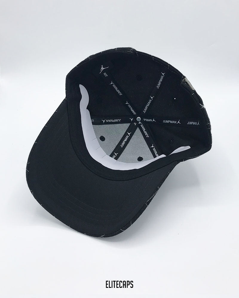 Black Checked JORDAN Embroidered Baseball Cap - C0552