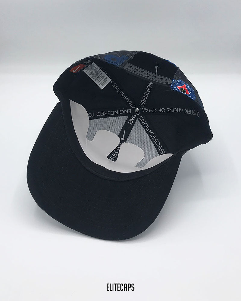 NKE PSG Black Allover Print Snapback Cap - C0456