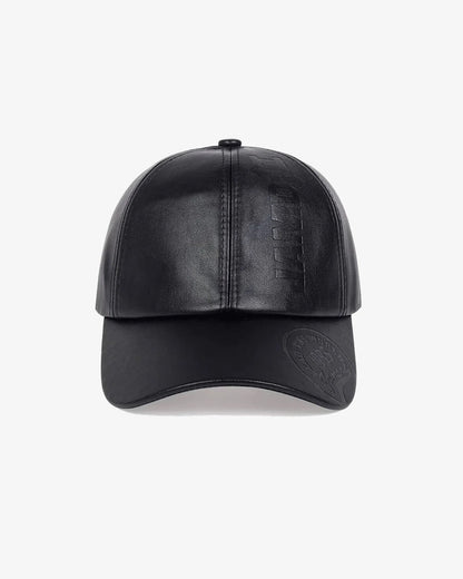 Black Leather Embossed Baseball Cap - C0220