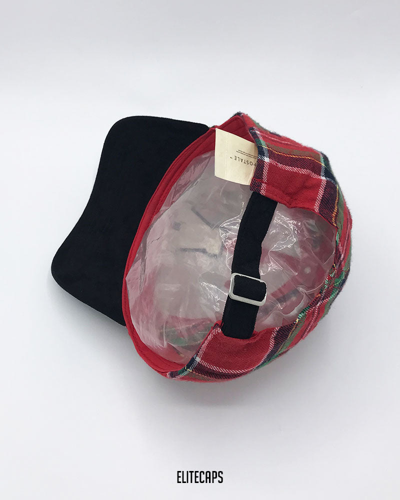 Red Checked Two-Tone Baseball Cap - C0575