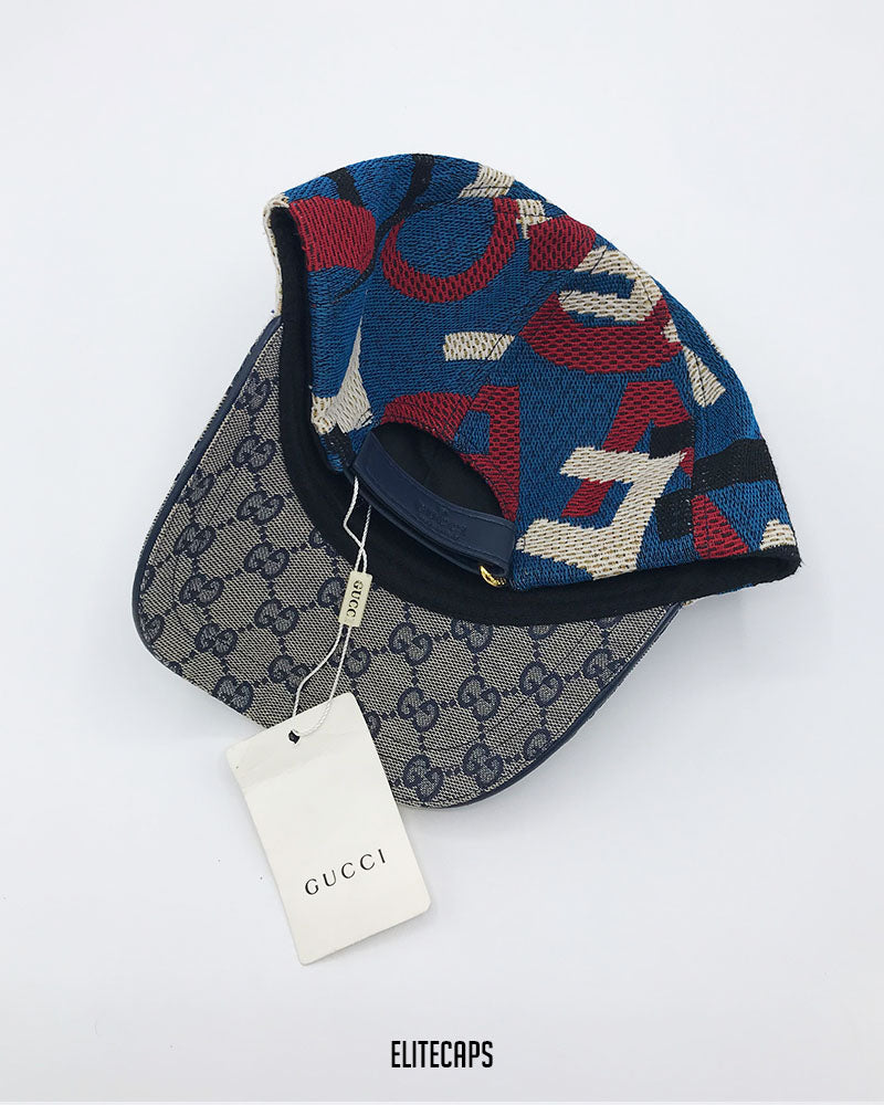 GIUCCI GG Blue & Red Canvas Baseball Cap - C0579