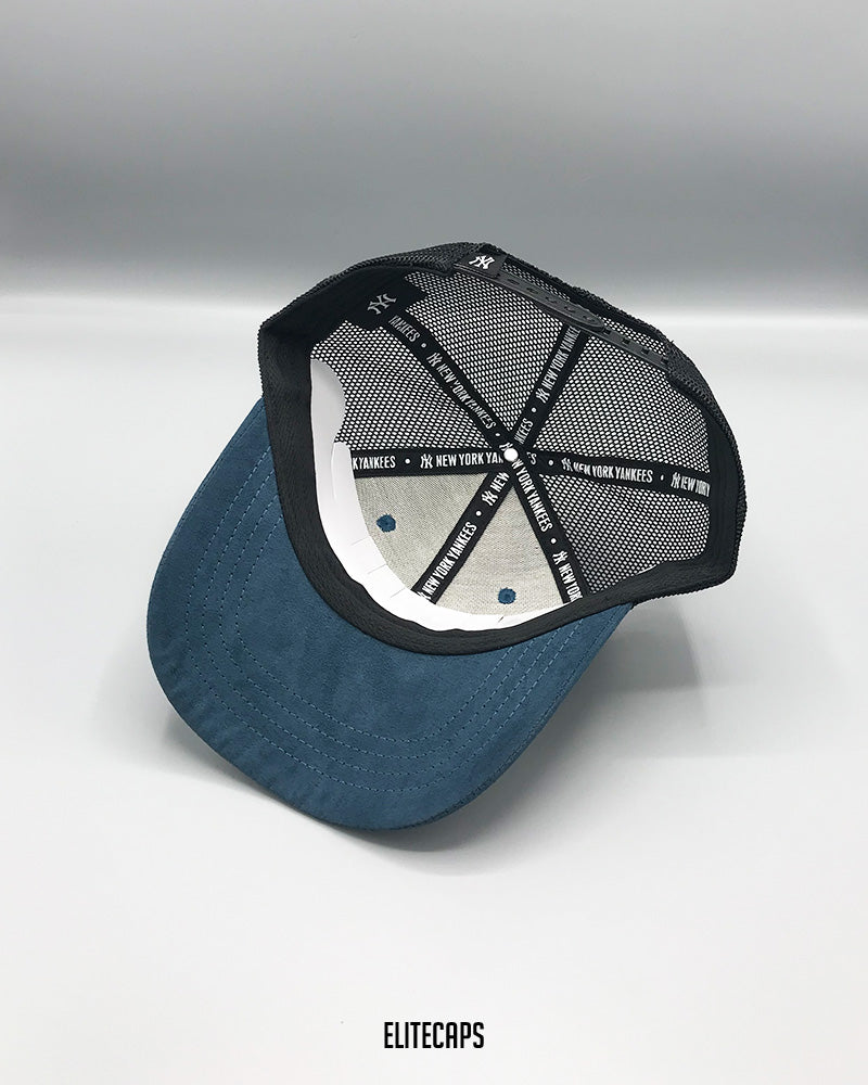 NY Blue Suede Mesh Trucker Cap - C0408