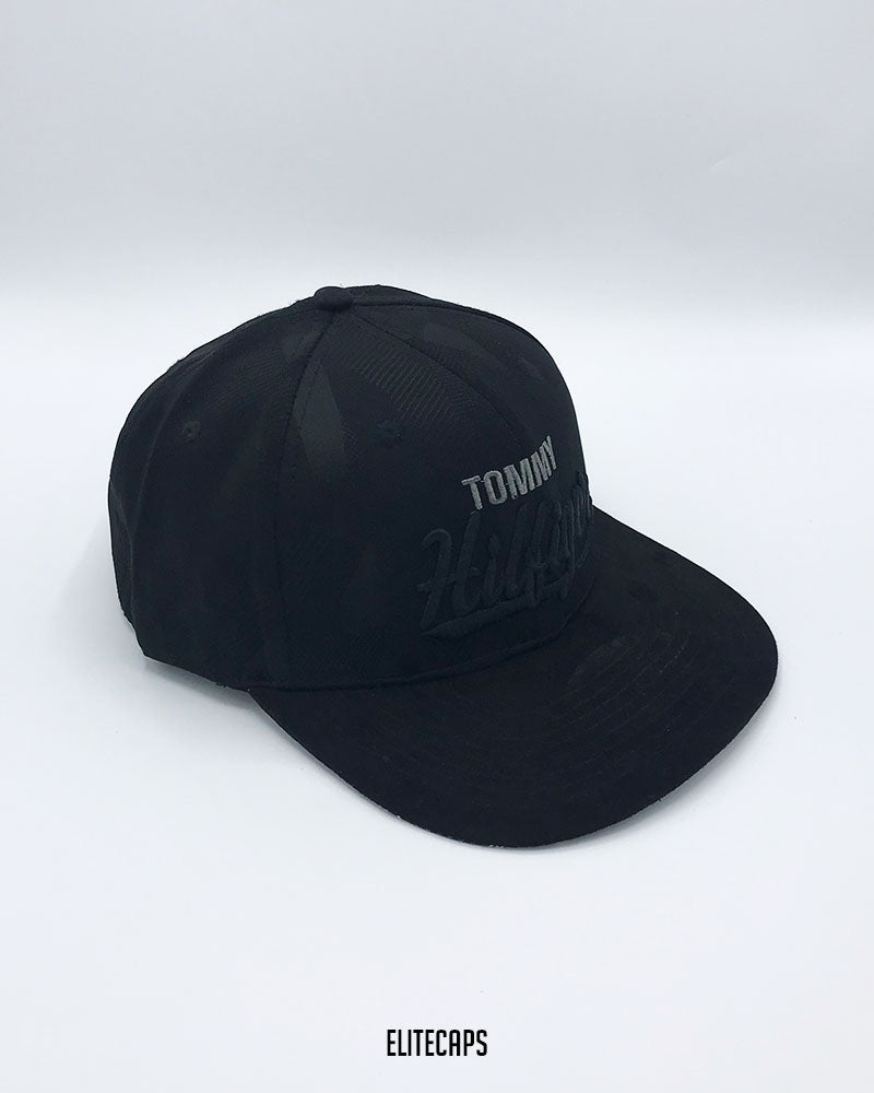 TOMMY HlLFIGER Black Embroidered Snapback Cap - C0632