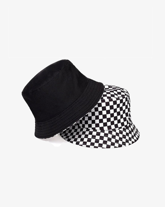 Black & White Checkered Printed Convertible Hat - C0194