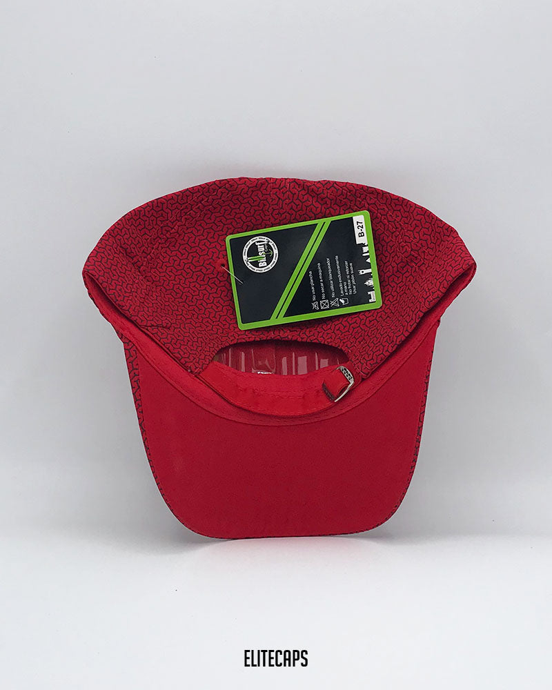 Red Pattern Machine Embroidered  Cap - C0342