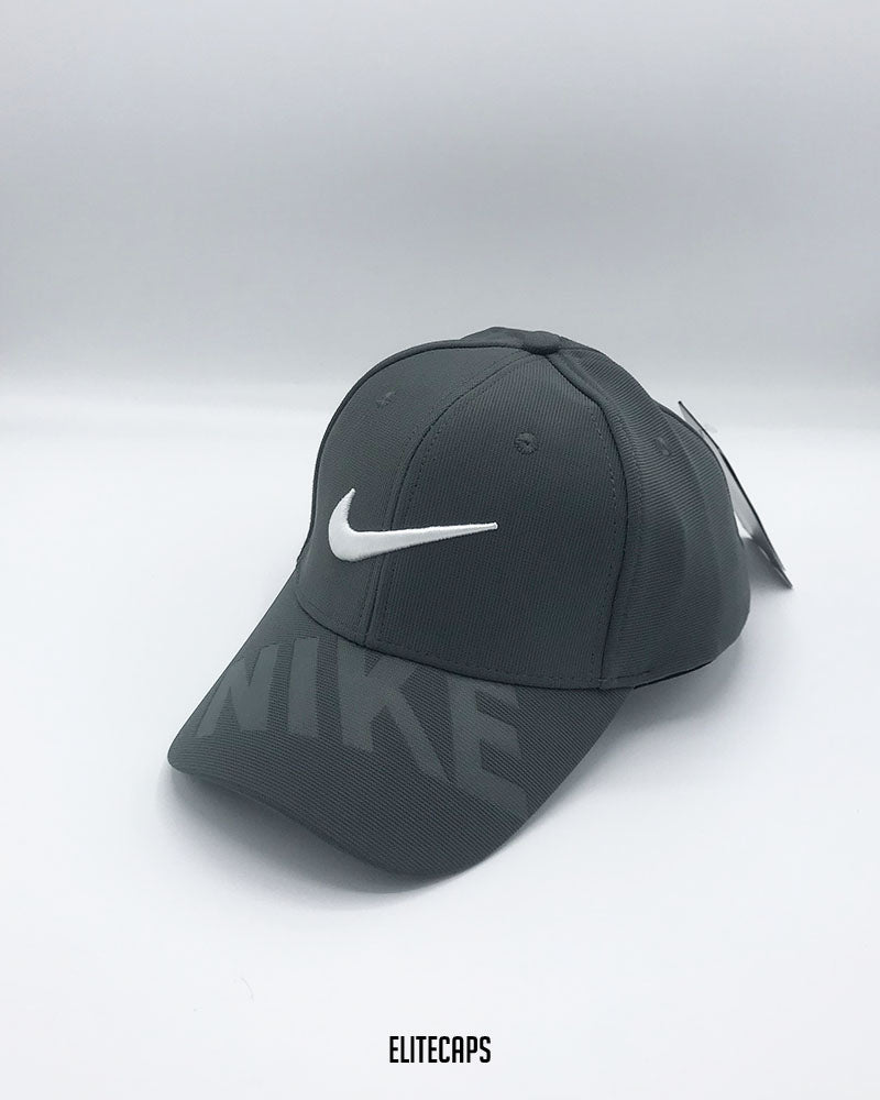 NKE Grey Embossed Swoosh Cap - C0374