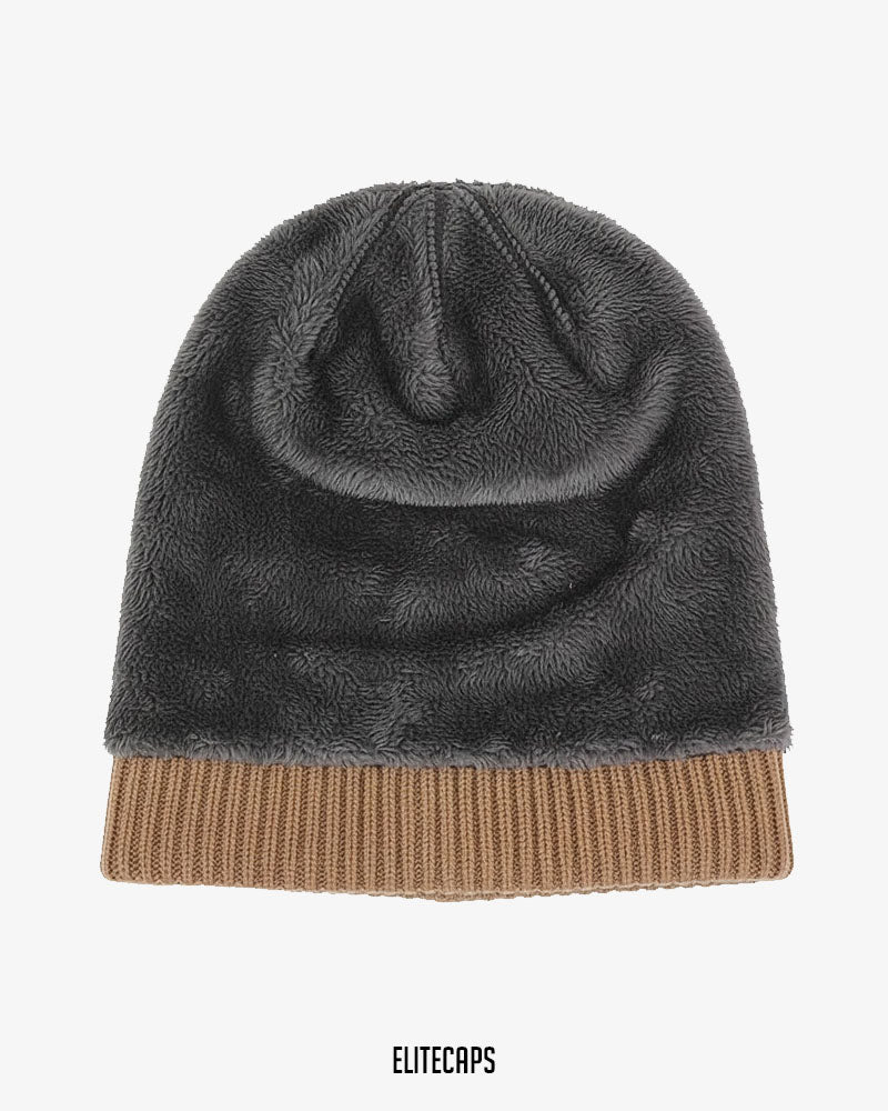 Versatile Knitted & Velvet Beanie - B0226