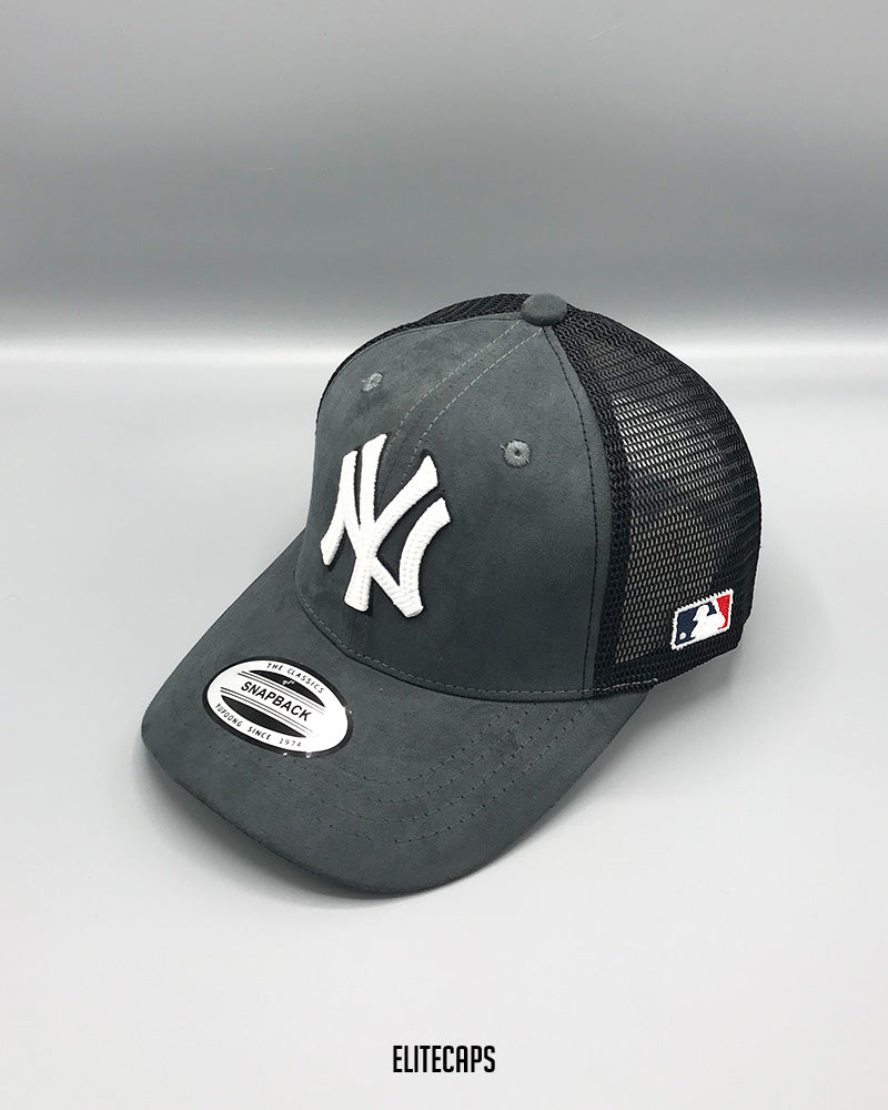 NY Dark Grey Suede Mesh Trucker - C0389