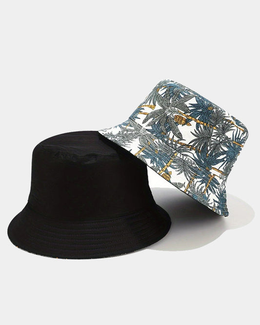 Multi-Color Leaf Printed Convertible Bucket Hat - H0109