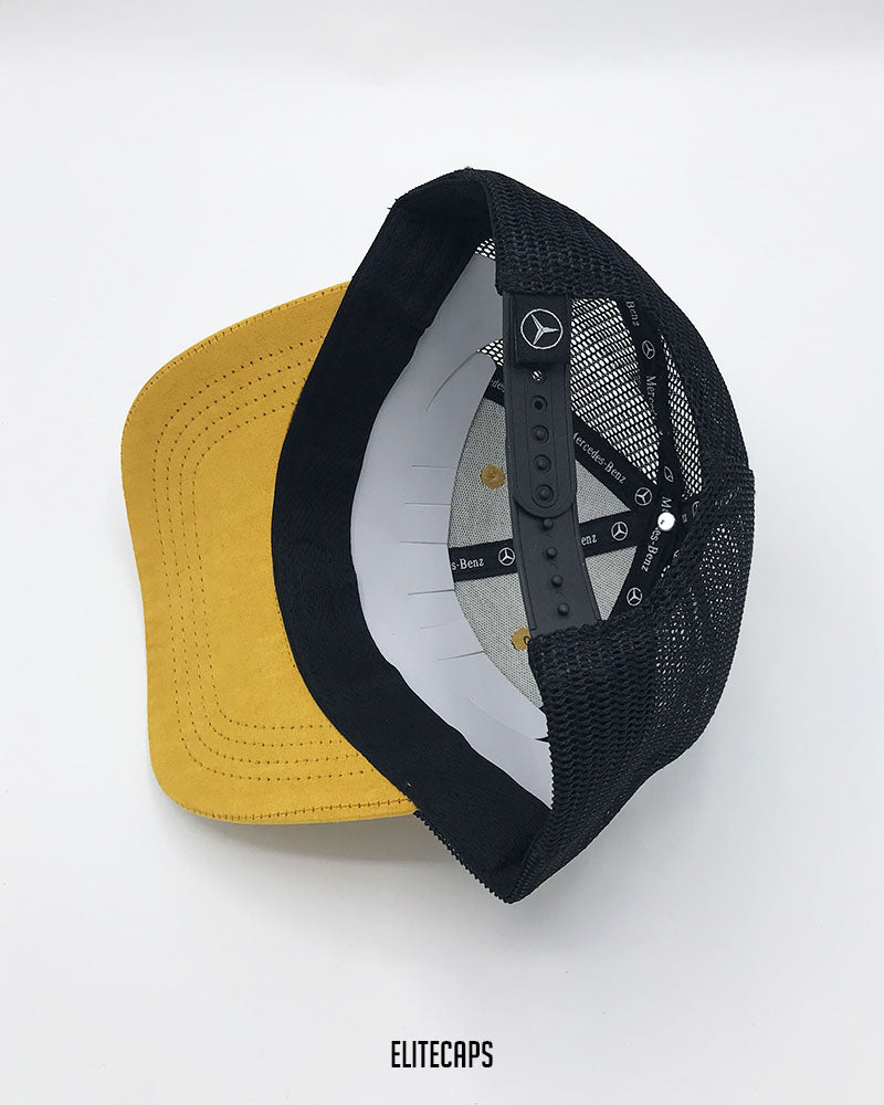 Yellow Mercedes Suede Trucker Cap - C0686