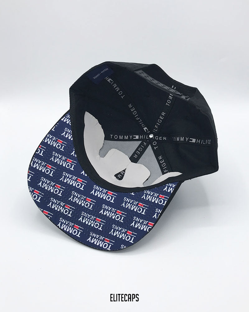 TOMMY HlLFIGER Black Embroidered Snapback Cap - C0632