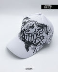 FOX Flex-fit White Signature Embroidered Fitted Cap - C0593