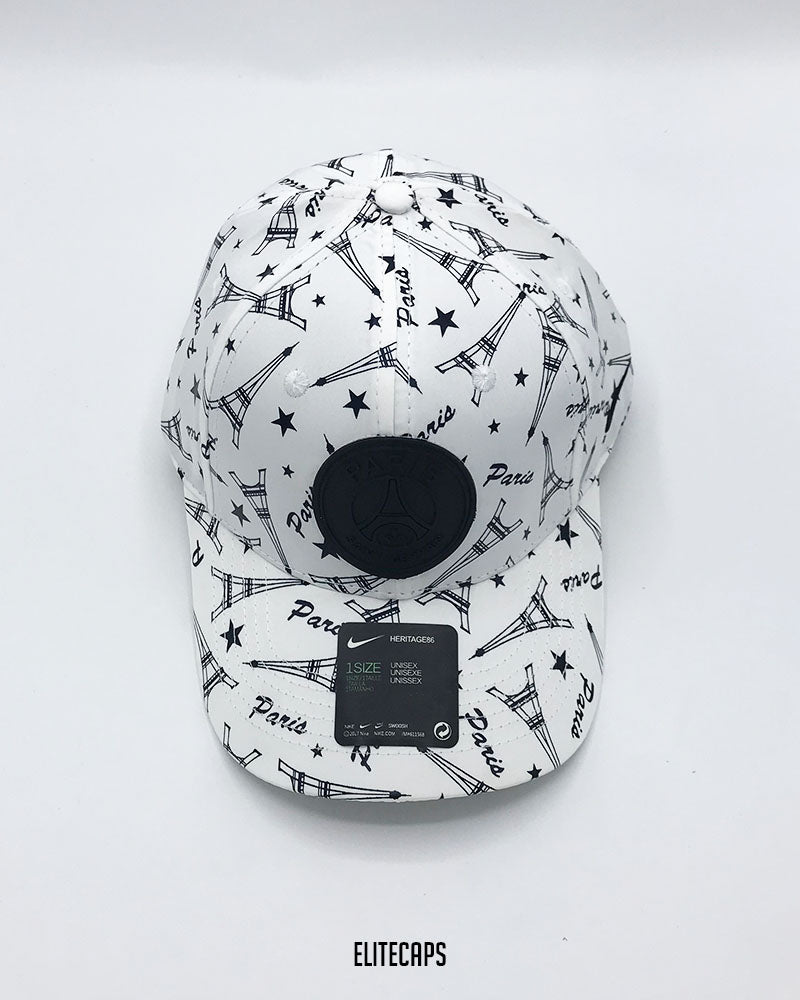 NKE White Paris Pattern Baseball Cap - C0606