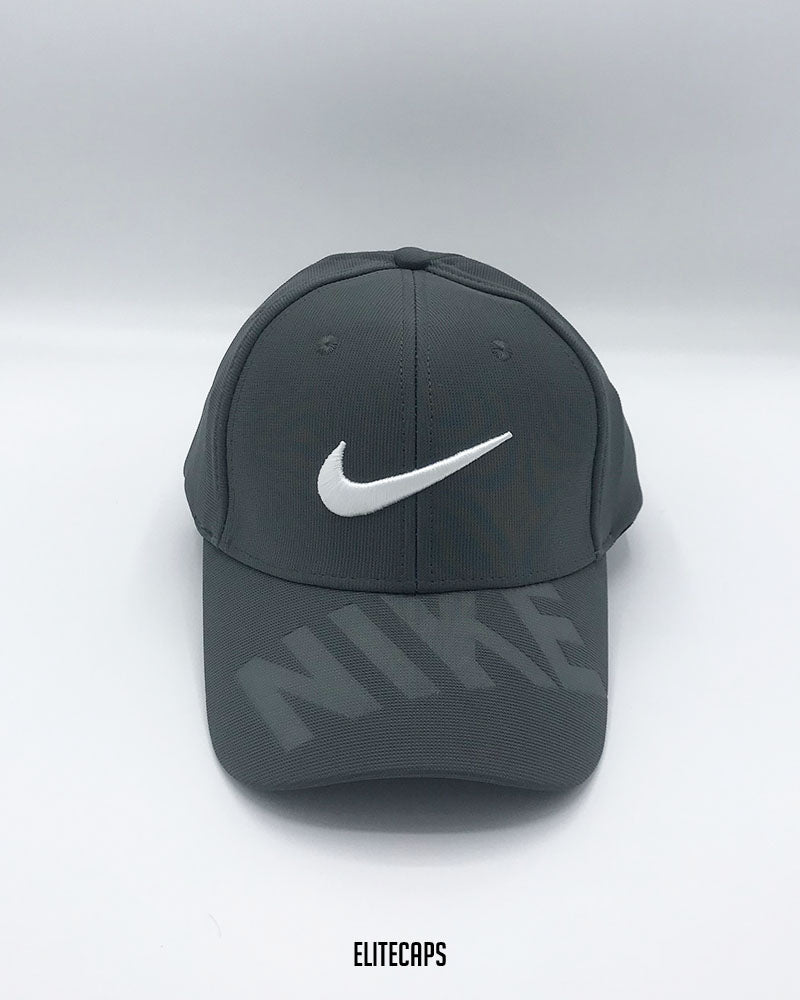 NKE Grey Embossed Swoosh Cap - C0374