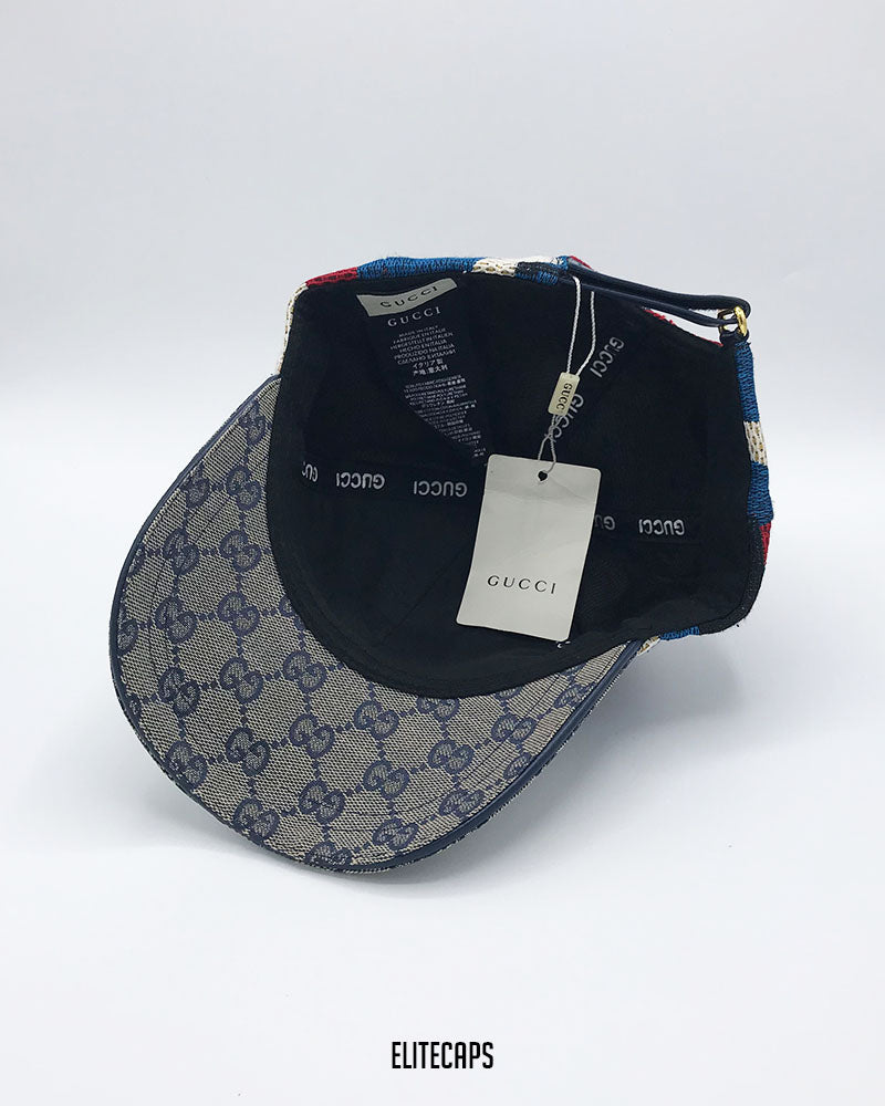 GIUCCI GG Blue & Red Canvas Baseball Cap - C0579