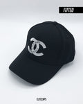 CHANEIL Black Embroidered Fitted Cap - C0594