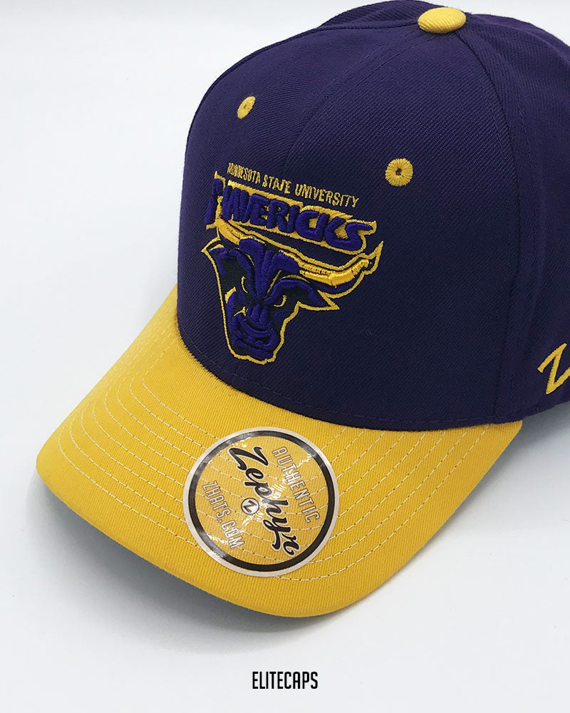 Purple Mavericks Bull Contrast Embroidered Baseball Cap - C0485