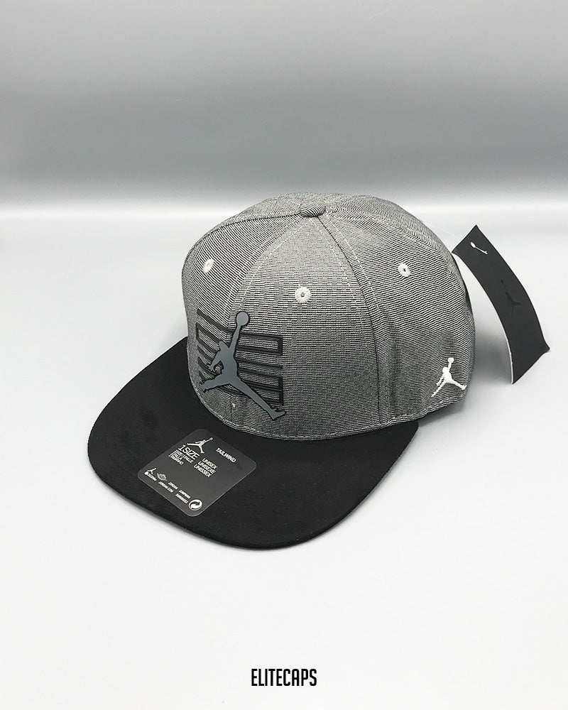 JDN Grey & Black Pinstripe Snapback Cap - C0397