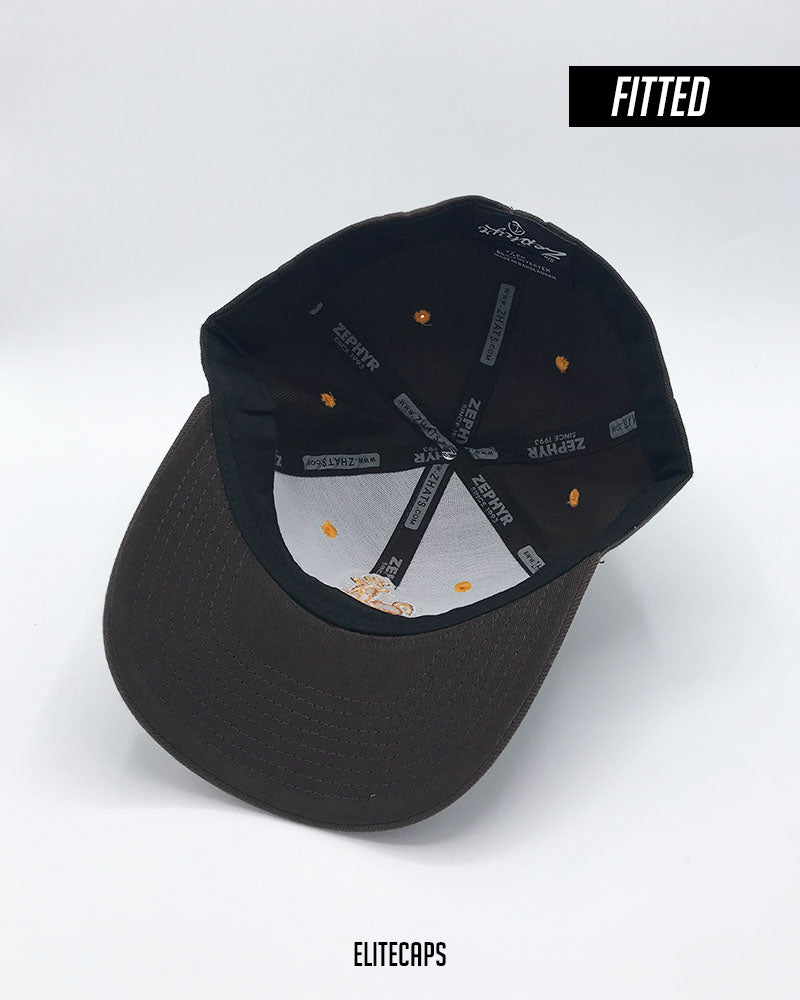 ZEPHYR Embroidered Brown Fitted Cap - C0576
