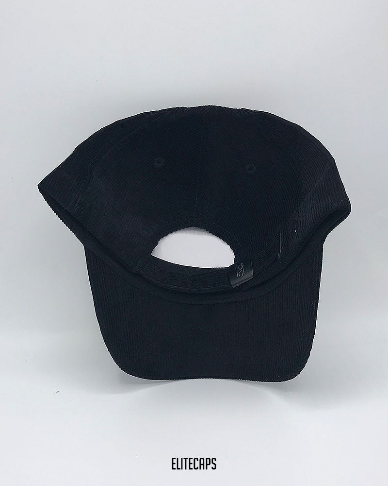 Premium Black Horse Embroidered Corduroy Cap - C0478